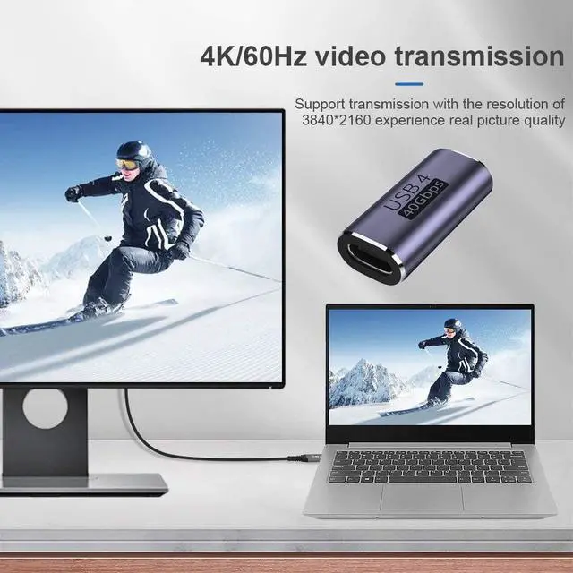 Alt view image 5 of 7 - 40Gbps Female to Female USB4 Type C 100W Power Data 8K Video Adapter Extender for Laptop Phone