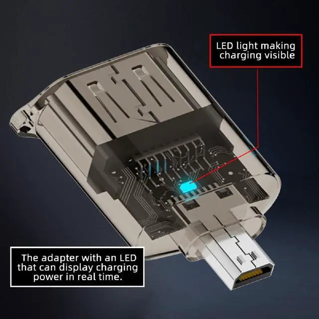 Alt view image 4 of 7 - Type-D Micro-HDMI to UHD HDMI 2.1 Male to Female Extension Adapter Extender Transparent with Smart LED Light Support 8K 60hz HDTV