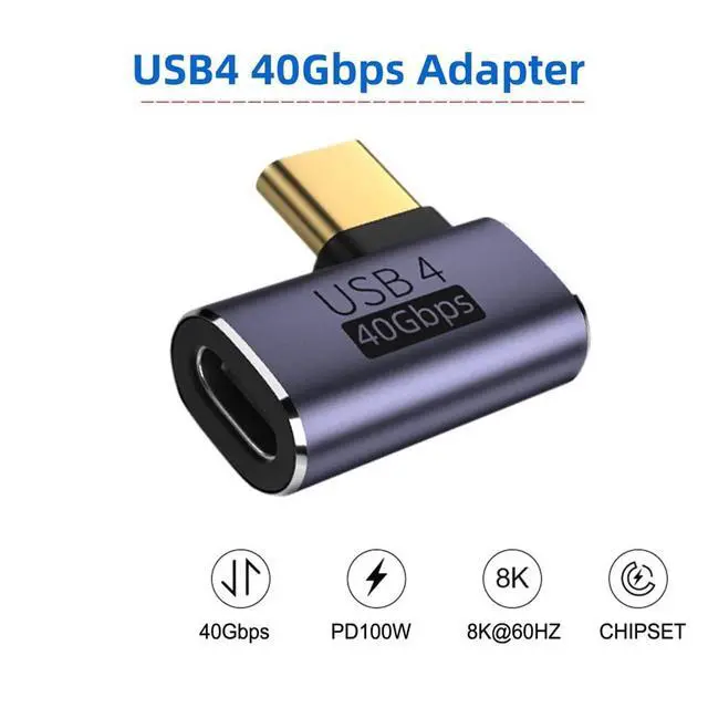 Alt view image 3 of 7 - 40Gbps Male to Female USB4 Type C 90 Degree Left Right Angled 100W Power Data 8K Video Adapter for Laptop Phone