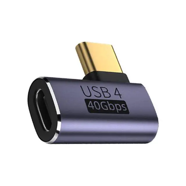 Alt view image 7 of 7 - 40Gbps Male to Female USB4 Type C 90 Degree Left Right Angled 100W Power Data 8K Video Adapter for Laptop Phone