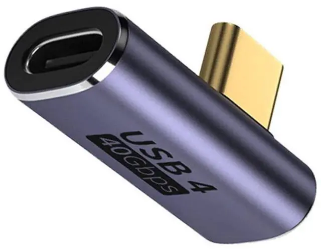 Main image of 40Gbps Low Profile USB4 Type C Male to Female Right Angled 100W Power Data 8K Video Adapter for Laptop Phone