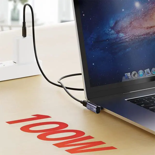 Alt view image 4 of 7 - 40Gbps Low Profile USB4 Type C Male to Female Right Angled 100W Power Data 8K Video Adapter for Laptop Phone