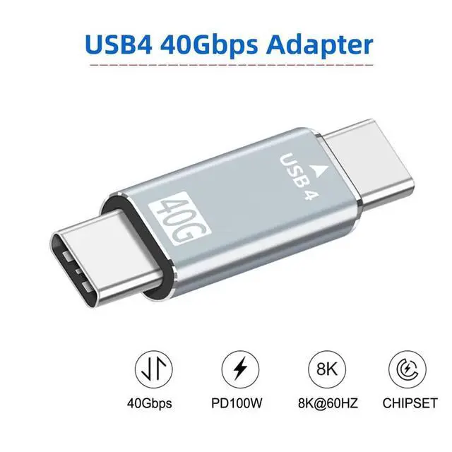 Alt view image 3 of 7 - 40Gbps Male to Male Straight USB4 Type C Connector 100W Power Data 8K Video Adapter for Laptop Phone