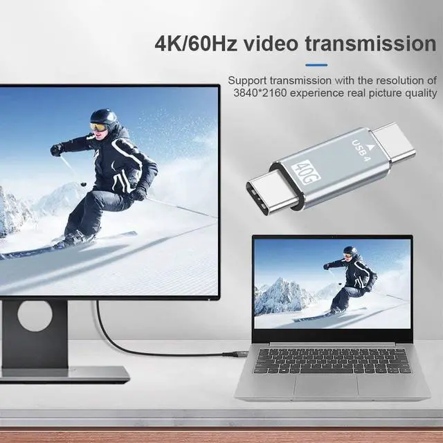 Alt view image 5 of 7 - 40Gbps Male to Male Straight USB4 Type C Connector 100W Power Data 8K Video Adapter for Laptop Phone