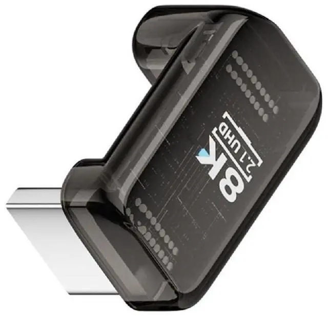 Main image of UHD 8K 60hz Down Angled 360 Degree Opposite U Shape Back HDMI Male to HDMI 2.1 Female Extension Adapter Extender Transparent with Smart LED HDTV