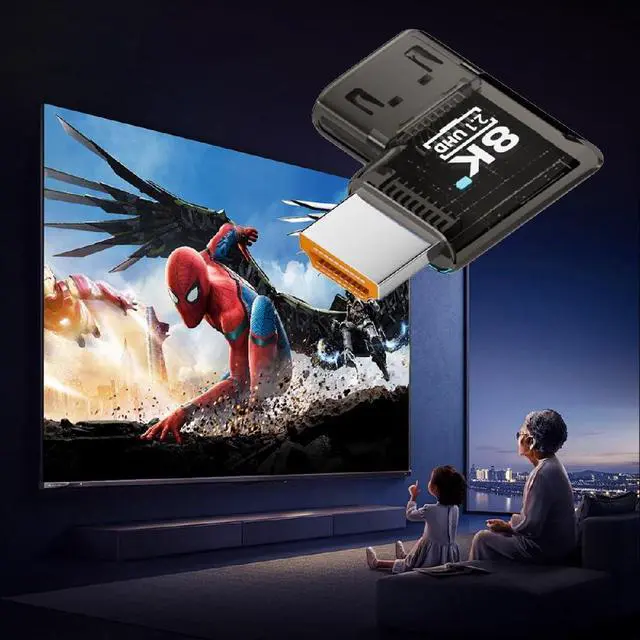 Alt view image 3 of 7 - UHD 8K 60hz Right Angled 90 Degree Horizontal HDMI Male to HDMI 2.1 Female Extension Adapter Extender Transparent with Smart LED HDTV