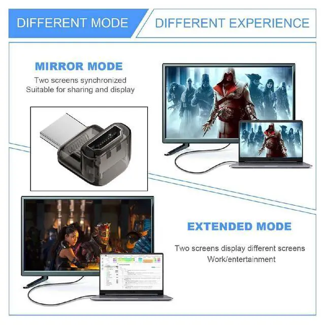 Alt view image 3 of 7 - UHD 8K 60hz Up Angled 90 Degree HDMI 2.1 Female to HDMI Male Extension Adapter Extender Transparent with Smart LED HDTV
