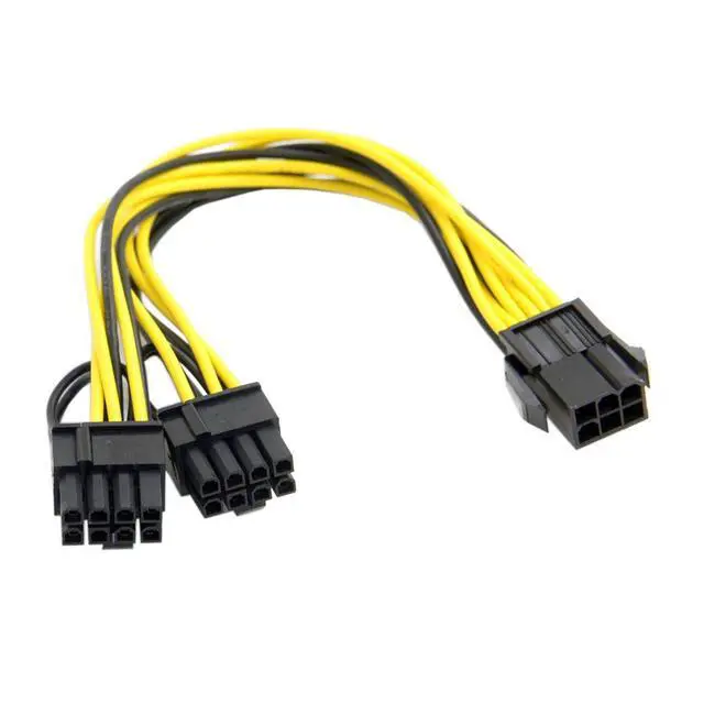 Alt view image 2 of 6 - PCI-E PCI Express ATX 6Pin Male to Dual 8Pin & 6Pin Female Video Card Extension Splitter Power Cable