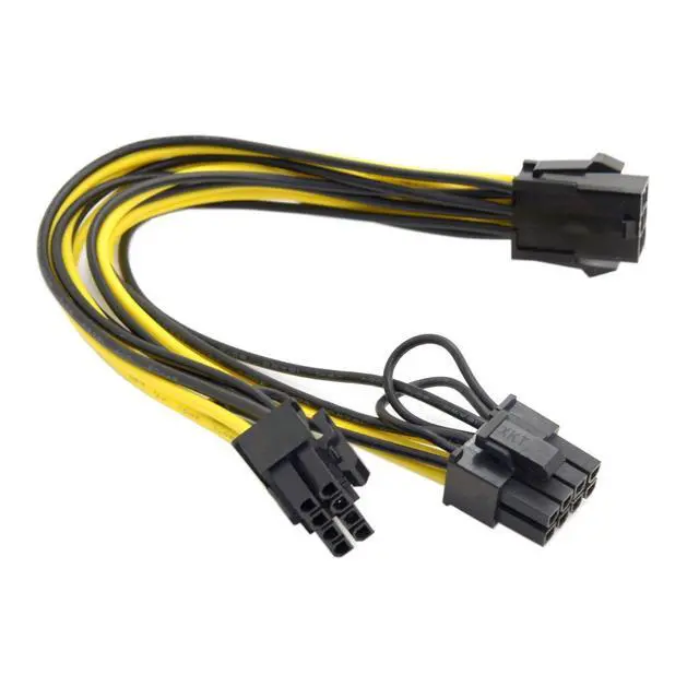 Alt view image 3 of 6 - PCI-E PCI Express ATX 6Pin Male to Dual 8Pin & 6Pin Female Video Card Extension Splitter Power Cable