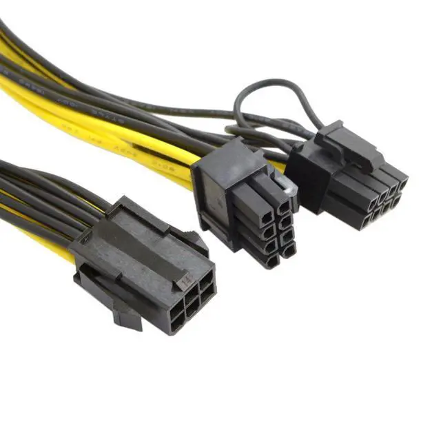 Alt view image 4 of 6 - PCI-E PCI Express ATX 6Pin Male to Dual 8Pin & 6Pin Female Video Card Extension Splitter Power Cable