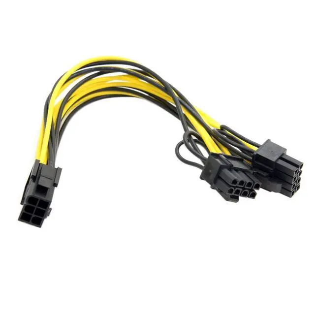 Alt view image 6 of 6 - PCI-E PCI Express ATX 6Pin Male to Dual 8Pin & 6Pin Female Video Card Extension Splitter Power Cable