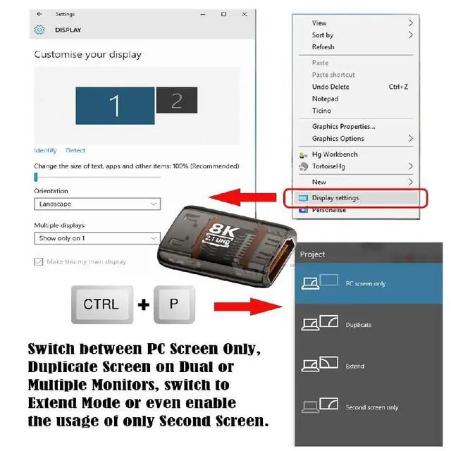 Alt view image 7 of 7 - UHD 8K 60hz Extension HDMI 2.1 Female to HDMI Male Adapter Extender Transparent with Smart LED Light Support HDTV