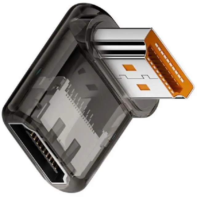 Main image of UHD 8K 60hz Down Angled 90 Degree Low Profile HDMI 2.1 Female to HDMI Male Extension Adapter Extender Transparent with Smart LED HDTV