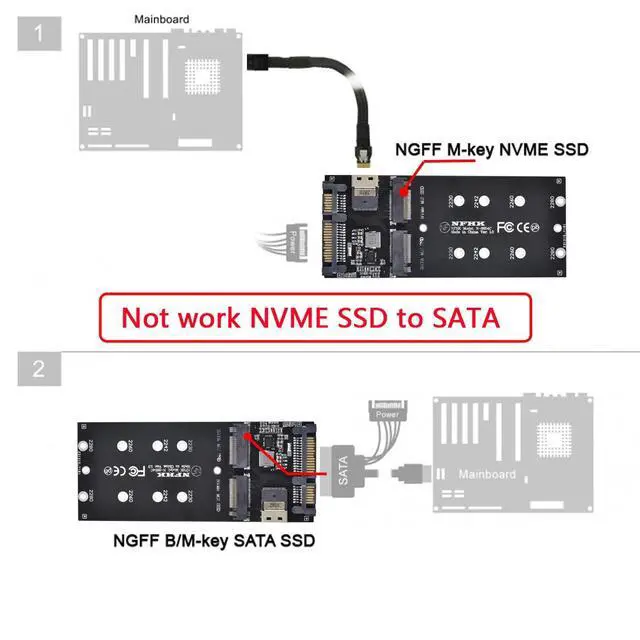 Alt view image 2 of 7 - SFF-8654 to U2 Kit NGFF M-Key to Slimline SAS NVME PCIe SSD SATA Adapter for Mainboard