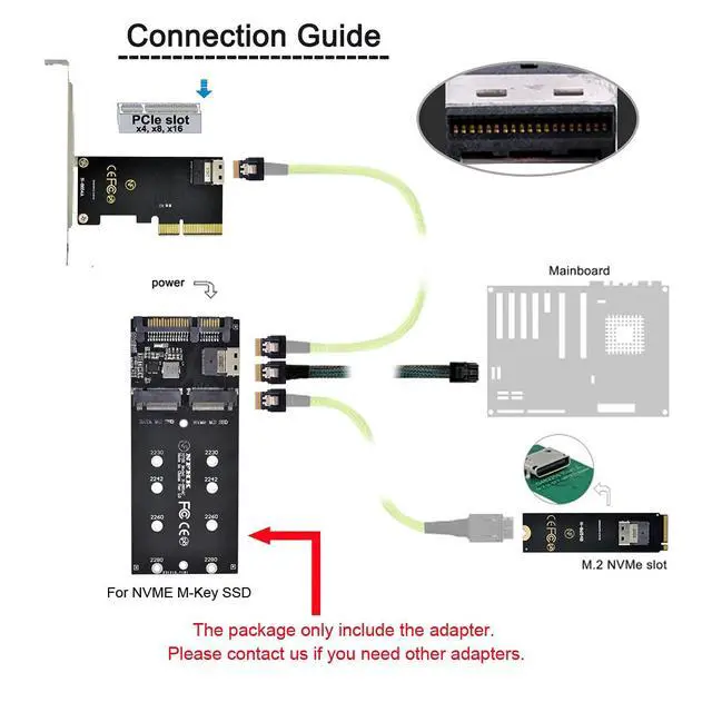 Alt view image 3 of 7 - SFF-8654 to U2 Kit NGFF M-Key to Slimline SAS NVME PCIe SSD SATA Adapter for Mainboard