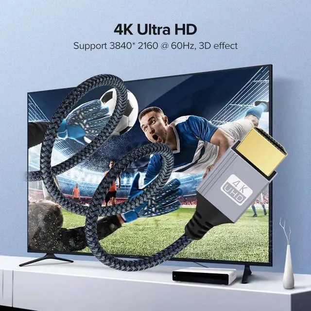 Alt view image 5 of 7 - 4K 60hz HDMI 2.0 Male to HDMI Type-A Male Cable with Sleeve Straight Connector for HDTV Computer Laptop Monitor 30CM