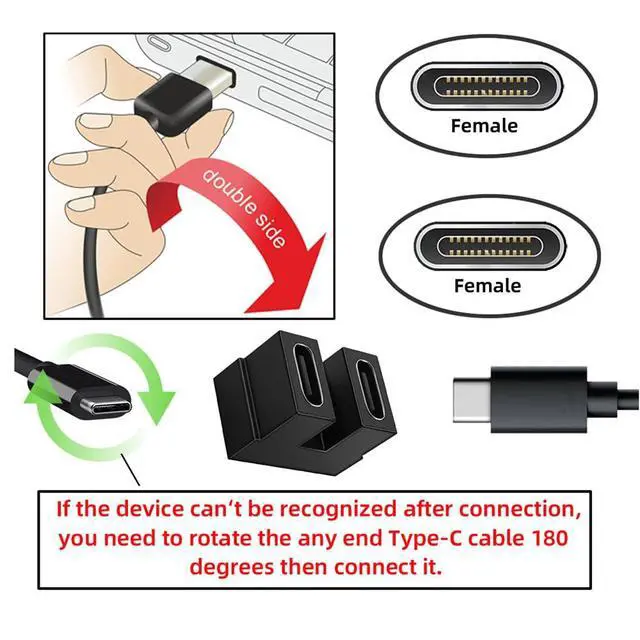 Alt view image 4 of 7 - 40Gbps Female to Female USB4 Type C Coupler Extender Power Data Video Adapter for NS Switch & Phone & Laptop