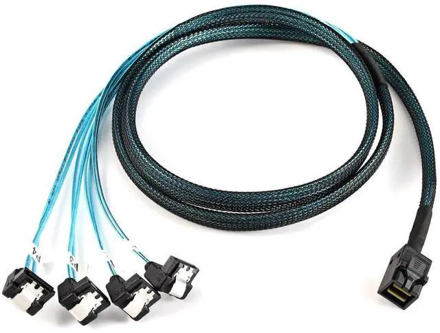 Main image of Internal Mini SAS SFF-8643 Host to Angled 4 SATA Target Hard Disk 6Gbps Data Server Raid Cable 1m