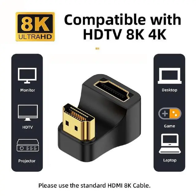 Alt view image 6 of 7 - 2PCS HDMI Male Type-A to HDMI Female Port Savers 360 Degree Up & Down Opposite U Shape Back Angled Extension Adapter Converter