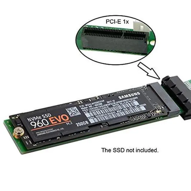 Alt view image 7 of 7 - NGFF M-Key NVME AHCI SSD to PCI-E 3.0 1x x1 Vertical Adapter with Cable Male to Female Extension