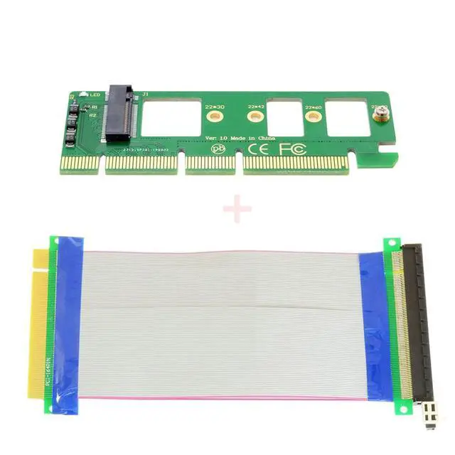 Alt view image 2 of 7 - NGFF M-Key NVME AHCI SSD to PCI-E 3.0 16x x16 Vertical Adapter with Cable Male to Female Extension