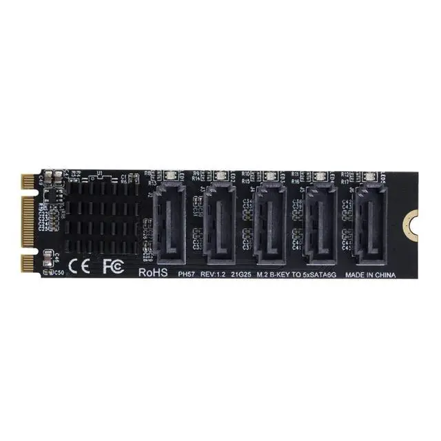 Alt view image 6 of 7 - NGFF Key B+M to SATA 3.0 6Gbps 5 Ports Adapter Converter Port JMB575 2280