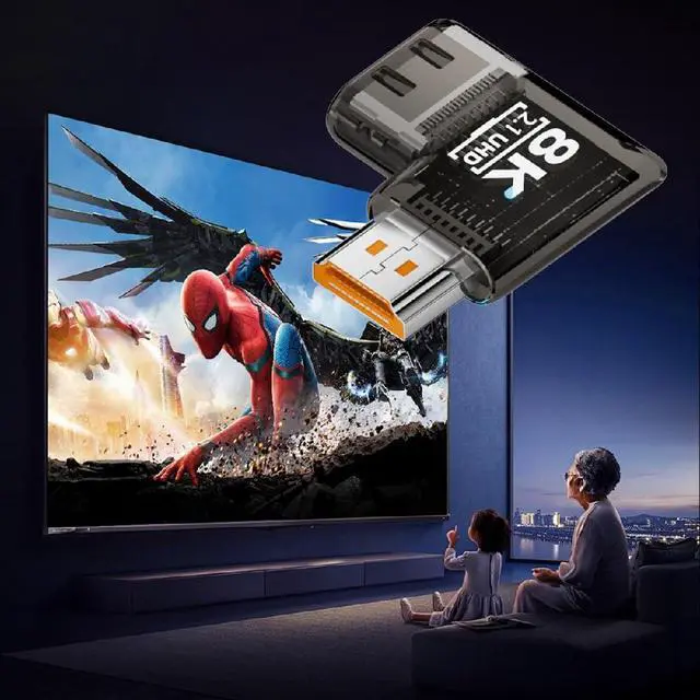 Alt view image 3 of 7 - UHD 8K 60hz Left Angled 90 Degree Horizontal HDMI Male to HDMI 2.1 Female Extension Adapter Extender Transparent with Smart LED HDTV