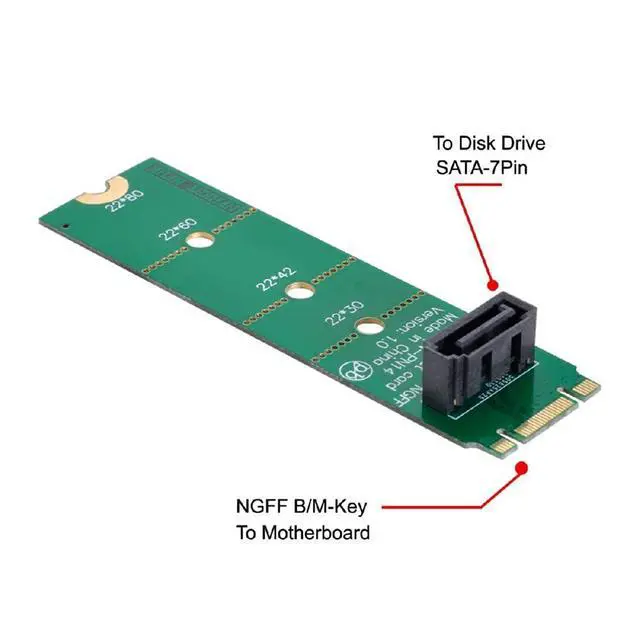 Alt view image 2 of 7 - Motherboard NGFF B/M-Key M.2 to Vertical SATA 7pin Hard Disk Drive SSD PCBA Extension Adapter