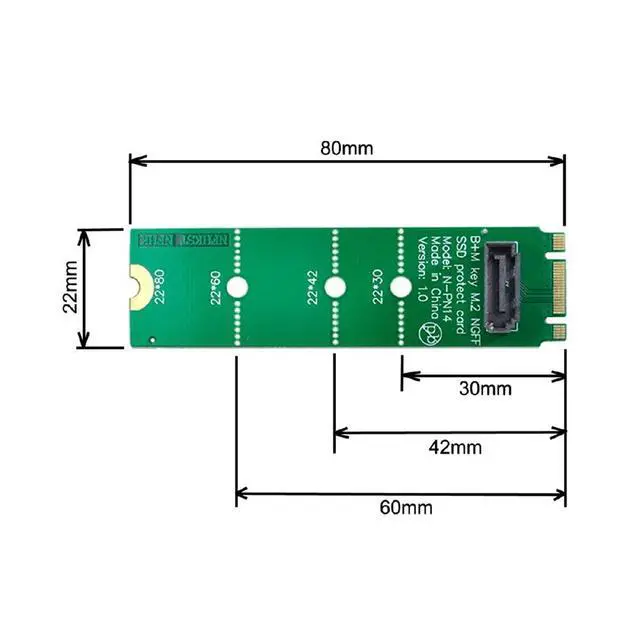 Alt view image 4 of 7 - Motherboard NGFF B/M-Key M.2 to Vertical SATA 7pin Hard Disk Drive SSD PCBA Extension Adapter