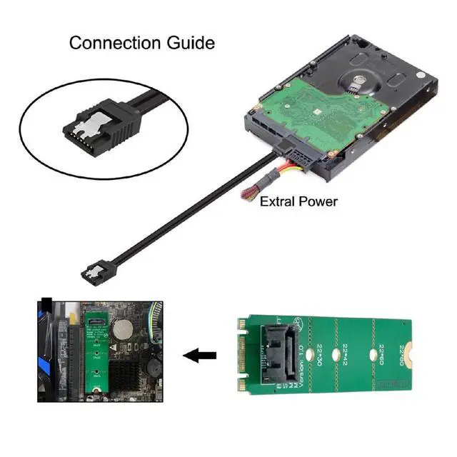 Alt view image 3 of 7 - Motherboard NGFF B/M-Key M.2 to Vertical SATA 7pin Hard Disk Drive SSD PCBA Extension Adapter
