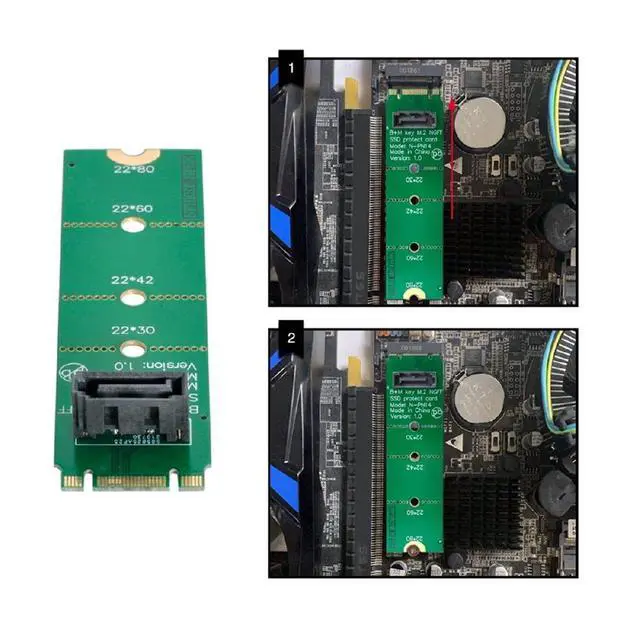 Alt view image 5 of 7 - Motherboard NGFF B/M-Key M.2 to Vertical SATA 7pin Hard Disk Drive SSD PCBA Extension Adapter