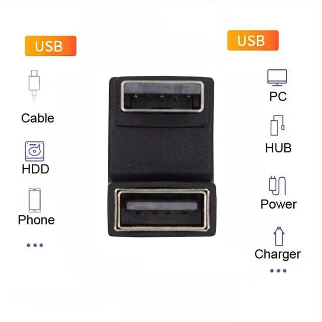 Alt view image 6 of 7 - USB3.0 Extension Power Male to Female Data Video Adapter Support 10Gbps 360 Degree Up Opposite U Shape Back Angled