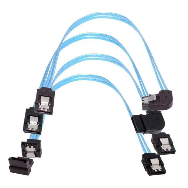 Alt view image 3 of 7 - 4pcs/Set 6Gbps Angled Type Internal 4-SATA Host to 4SATA 7pin Target Disk Data Server 90 Degree Cable 25cm