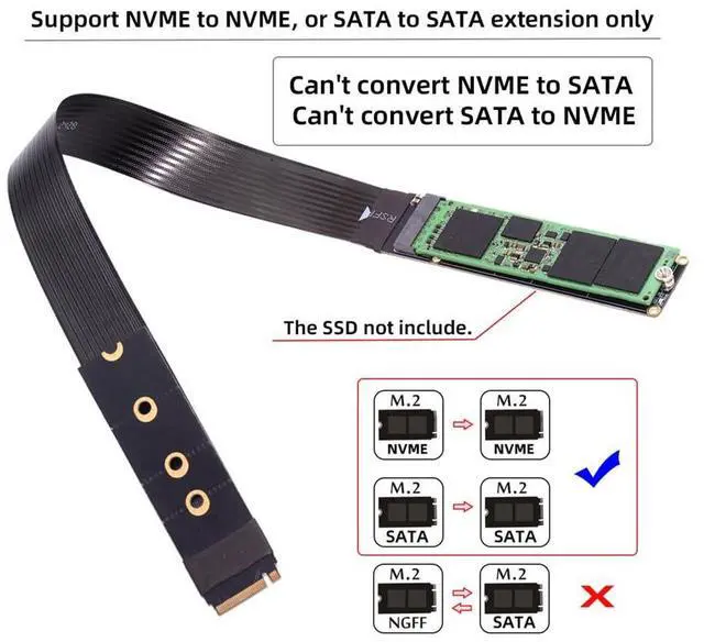 Alt view image 4 of 7 - PCI-E 4.0 NVME PCI Express M-Key NGFF Male to Female Extension Cable for Mainboard SSD 2230/2242/2260/2280 30cm