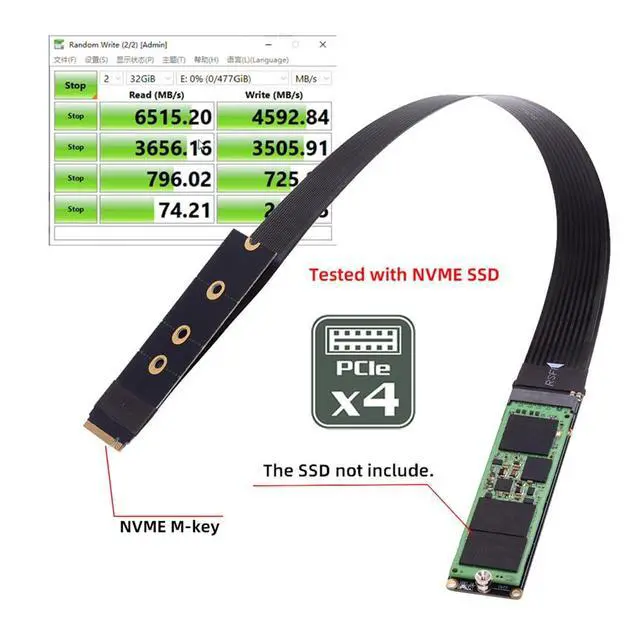 Alt view image 7 of 7 - PCI-E 4.0 NVME PCI Express M-Key NGFF Male to Female Extension Cable for Mainboard SSD 2230/2242/2260/2280 30cm