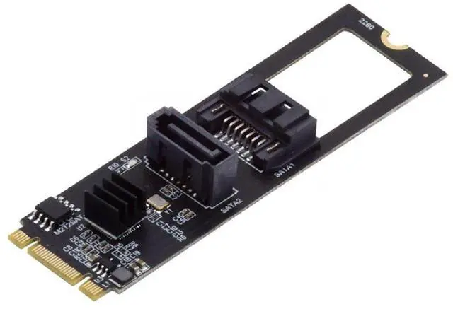 Main image of PCI Express NGFF Key B+M to SATA 3.0 6Gbps Dual Ports Vertical Horizontal Adapter Converter Hard Drive Extension Card JMB582 2280