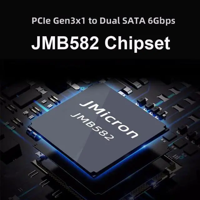 Alt view image 6 of 7 - PCI Express NGFF Key B+M to SATA 3.0 6Gbps Dual Ports Vertical Horizontal Adapter Converter Hard Drive Extension Card JMB582 2280