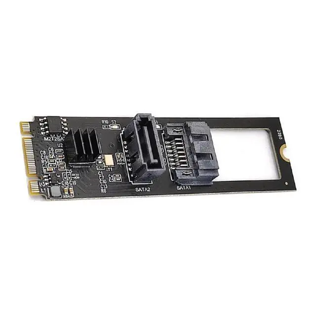 Alt view image 7 of 7 - PCI Express NGFF Key B+M to SATA 3.0 6Gbps Dual Ports Vertical Horizontal Adapter Converter Hard Drive Extension Card JMB582 2280