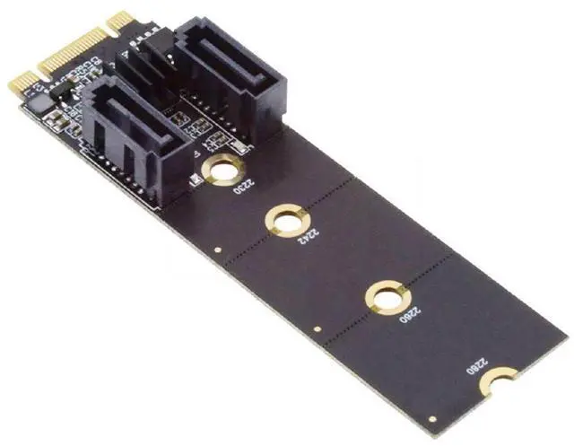 Main image of PCI Express NGFF Key B+M to SATA 3.0 6Gbps Dual Ports Vertical Adapter Converter Hard Drive Extension Card JMB582 2230 2242 2260 2280
