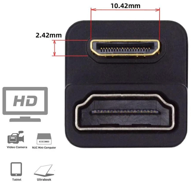 Alt view image 4 of 7 - 360 Degree Down Opposite U Shape Back Angled Mini HDMI 1.4 Male to HDMI Female Extension Adapter Converter