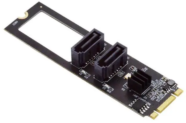 Main image of PCI Express NGFF Key B+M to SATA 3.0 6Gbps Dual Ports Vertical Adapter Converter Hard Drive Extension Card JMB582 2280