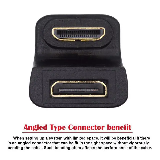Alt view image 2 of 7 - 2PCS 360 Degree Up & Down Opposite U Shape Back Angled Mini HDMI 1.4 Male to Mini Female Extension Adapter Converter