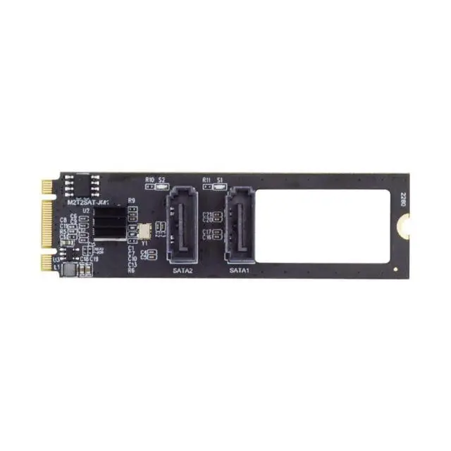 Alt view image 7 of 7 - PCI Express NGFF Key B+M to SATA 3.0 6Gbps Dual Ports Vertical Adapter Converter Hard Drive Extension Card JMB582 2280