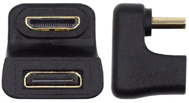 Alt view image 4 of 7 - 2PCS 360 Degree Up & Down Opposite U Shape Back Angled Mini HDMI 1.4 Male to Mini Female Extension Adapter Converter