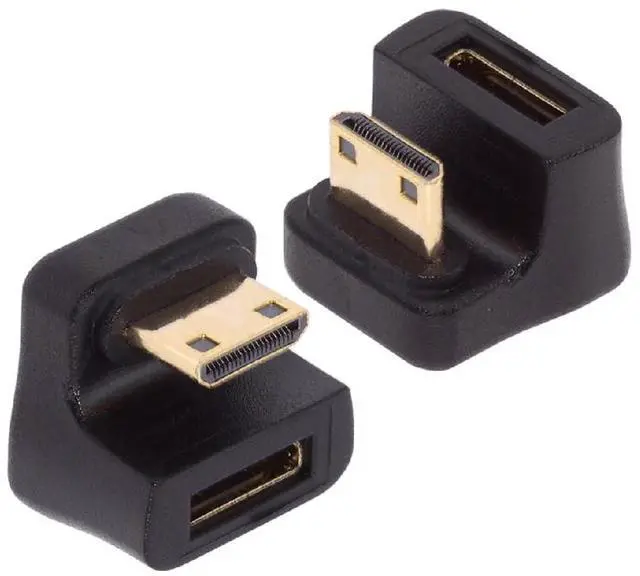 Alt view image 5 of 7 - 2PCS 360 Degree Up & Down Opposite U Shape Back Angled Mini HDMI 1.4 Male to Mini Female Extension Adapter Converter