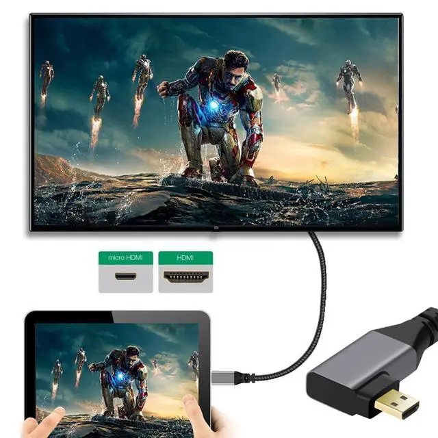 Alt view image 5 of 7 - 4K 60hz Micro HDMI 2.0 Male to HDMI Male Left Angled Stretch Coiled Cable 90 Degree for HDTV Monitor Computer Laptop