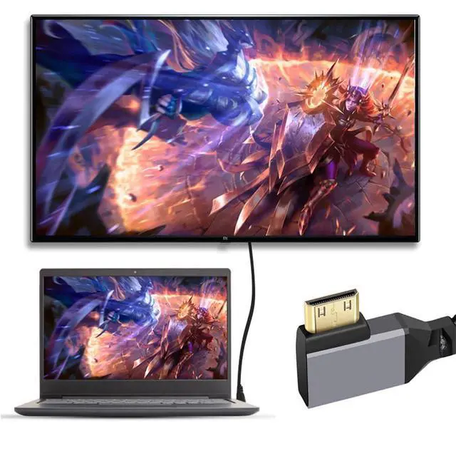 Alt view image 4 of 7 - 4K 60hz Mini HDMI 2.0 Male to Male HDMI Stretch Coiled Cable 90 Degree Left Angled for HDTV Monitor Computer Laptop