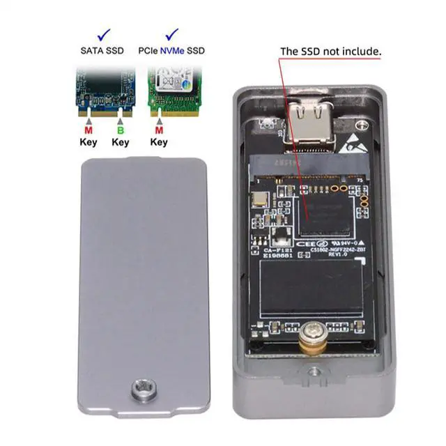 Alt view image 2 of 7 - 20Gbps USB4 Type-C USB3.2 to M.2 NVME M-Key NGFF SATA SSD PCBA Enclosure 2242/2230mm Adapter RTL9220 Chipset