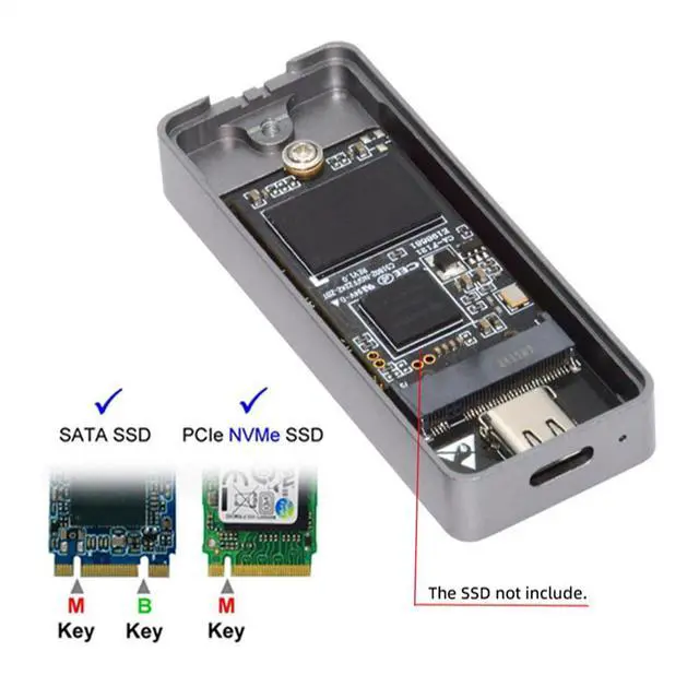 Alt view image 3 of 7 - 20Gbps USB4 Type-C USB3.2 to M.2 NVME M-Key NGFF SATA SSD PCBA Enclosure 2242/2230mm Adapter RTL9220 Chipset