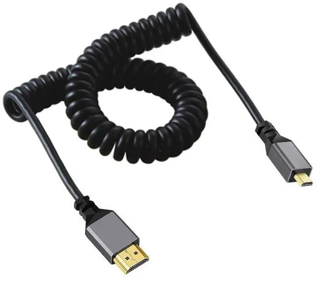 Main image of 4K 60hz Micro HDMI 2.0 Male to HDMI Male Straight Connector Stretch Coiled Cable for HDTV Monitor Computer Laptop